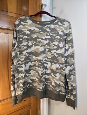 bcg Tan and Gray Camouflage Crewneck Sweater Light Sweatshirt Sz XL
